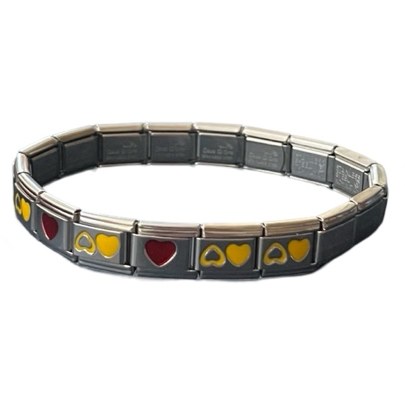 NOMINATION & CASA D’ORO Italian Stainless Steel Hearts Link Charm Bracelet Italy - Picture 7 of 7